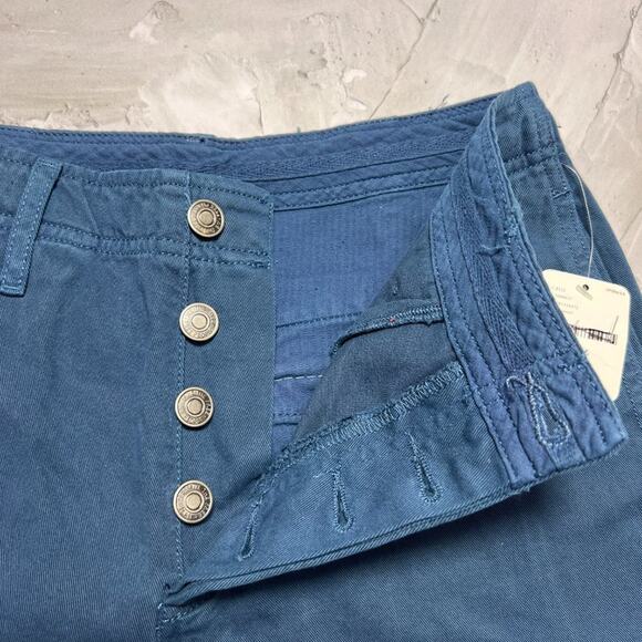 NWT Free People Relaxed Boyfriend Chino Pants SIZE 26 Navy Button Fly Trousers - Picture 7 of 11